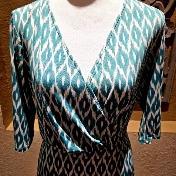 JustFab Maxi Faux Wrap Dress L Boho  Beach Santa Fe Western Coastal Chain Link - Picture 4 of 10